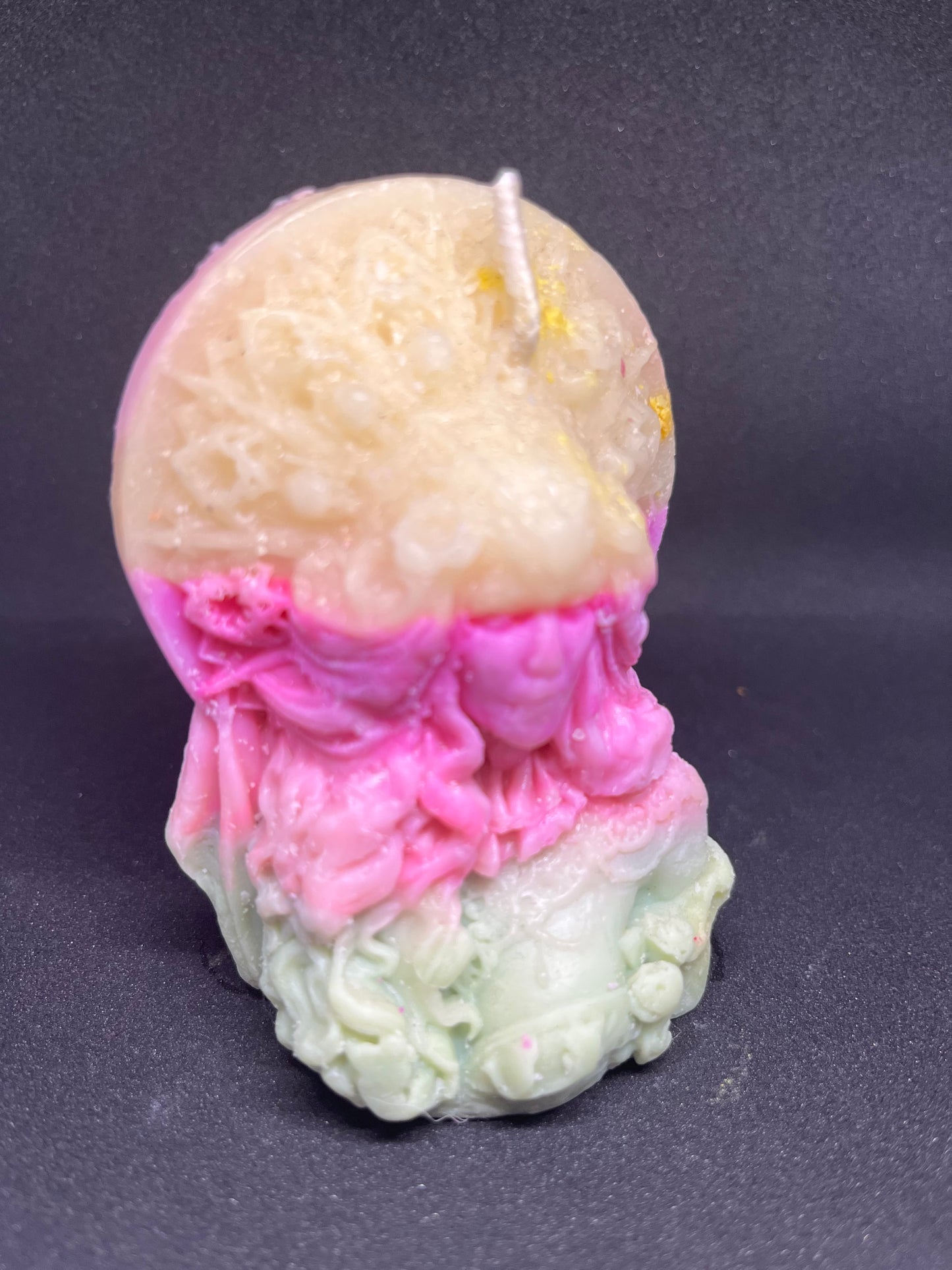 White, Pink and Teal Tribal Woman Candle