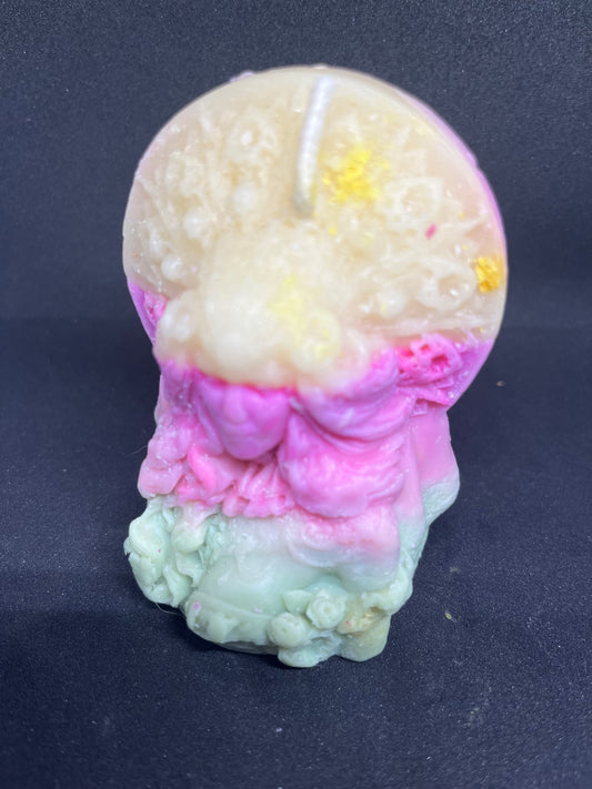 White, Pink and Teal Tribal Woman Candle