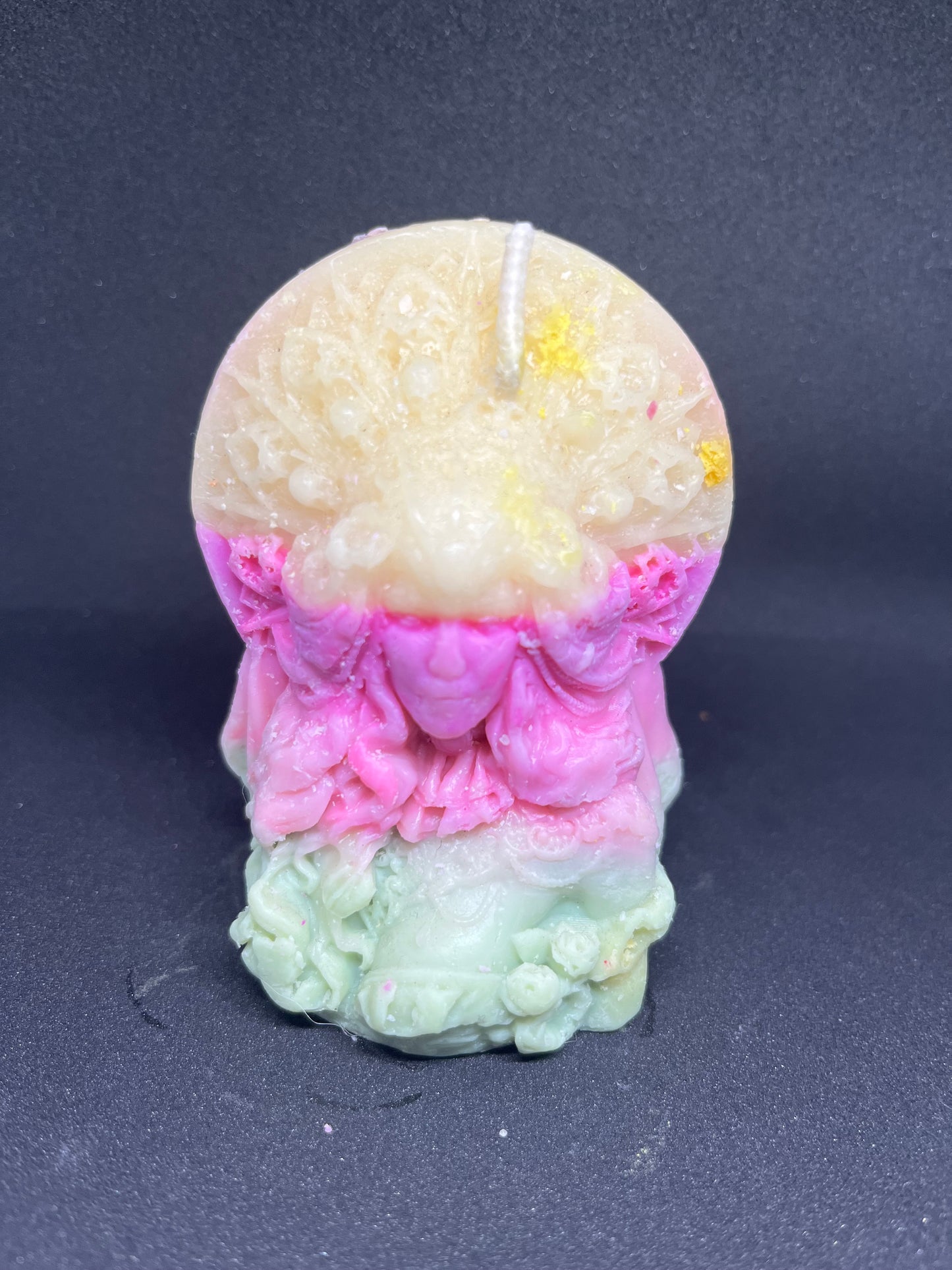 White, Pink and Teal Tribal Woman Candle