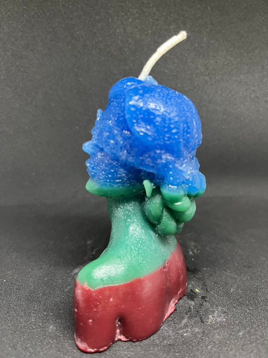Green, Blue and Red Flowers Lady Candle Mold